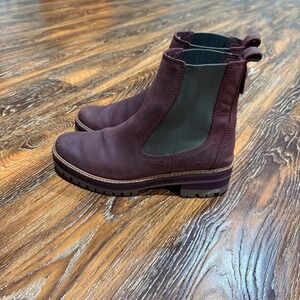 Timberland Courmayeur Valley Chelsea Boots Burgundy Nubuck A2DSQ Womens 8